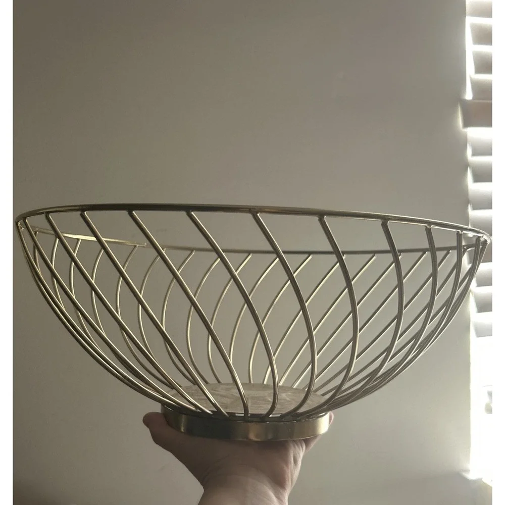2 Gold MCM Wire Baskets Fruit Bowl French Farmhouse Not Sure What Era mcm Vtg
